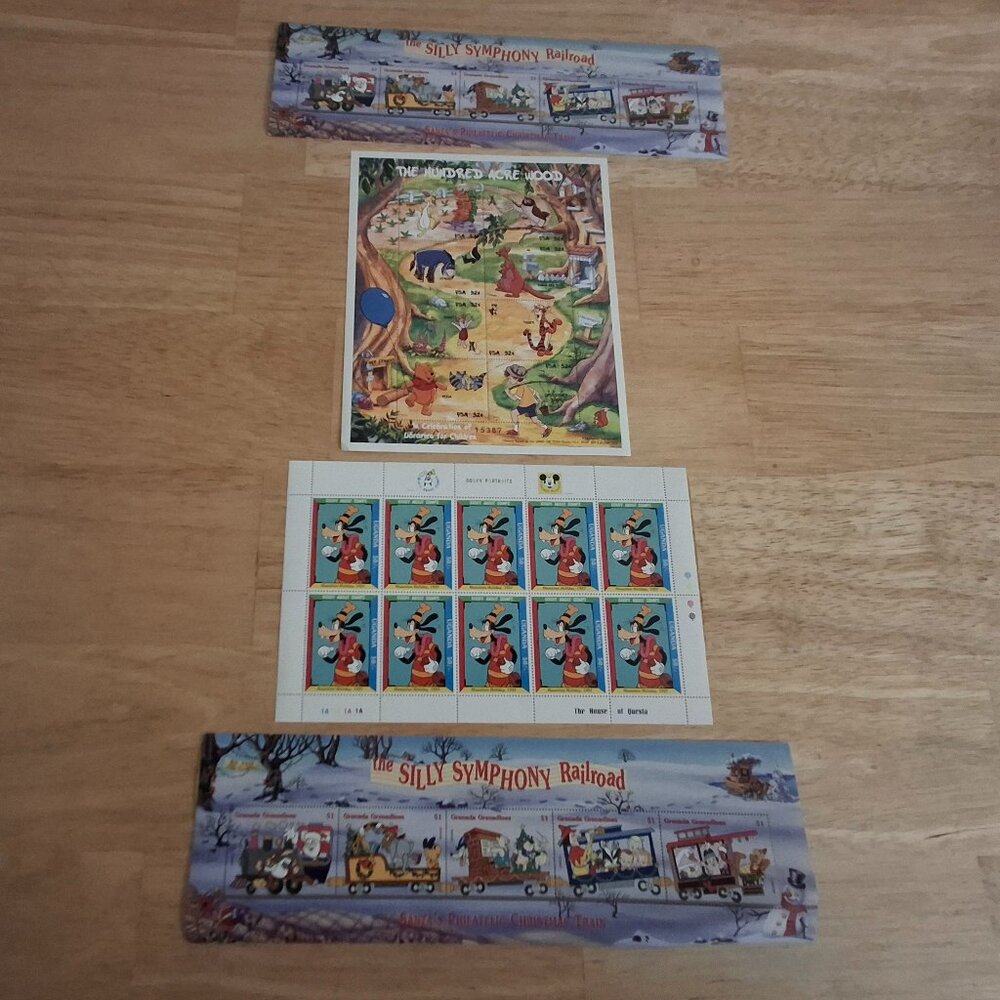 Vintage Disney Stamp Sheets, Hundred Acres, Symphony Railroad,BEST DEAL ON POSH!